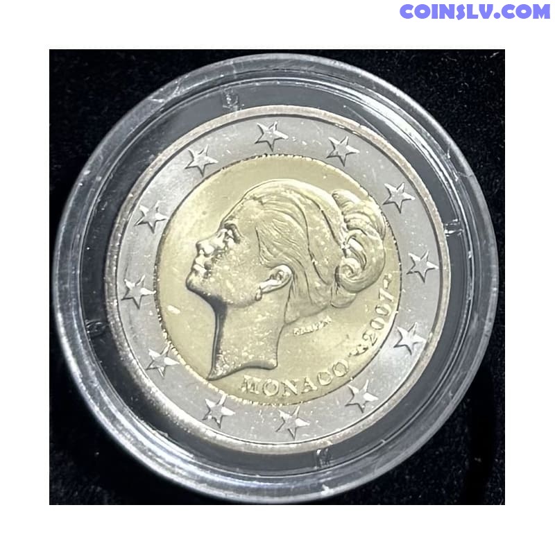 Original 2 Euro Coin Monaco 2007 Grace Kelly BU in Box 